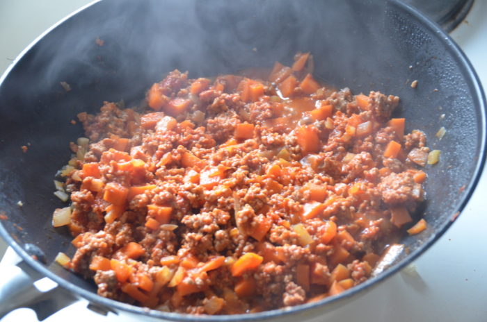 Shepherds pie med hakket lammekød.