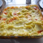 Shepherds pie med hakket lammekød.
